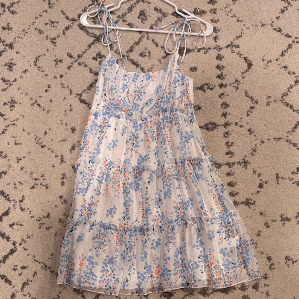 Amazon Floral Mini Dress in Blue and Orange